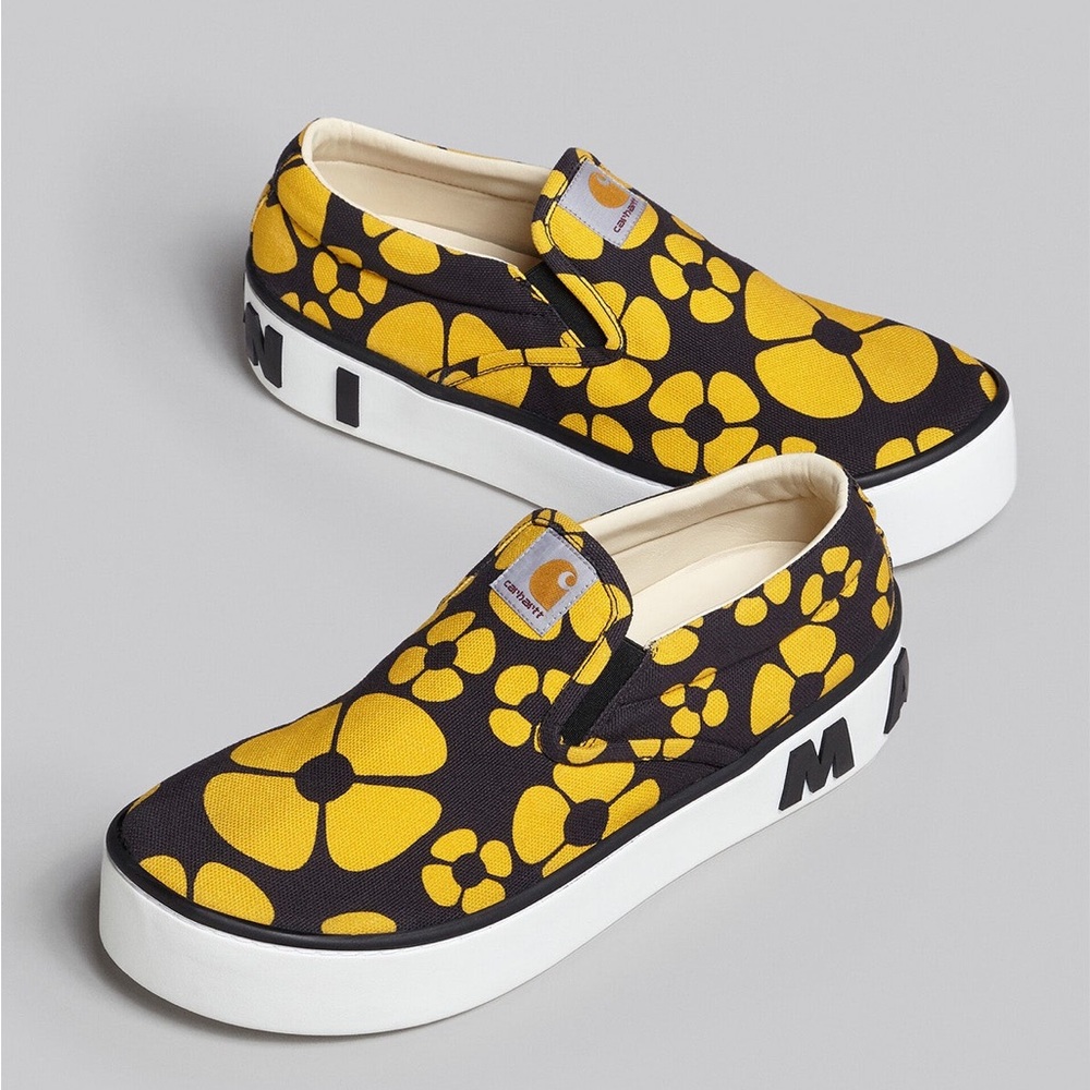 Marni Carhartt WIP Paw Floral Slip On Vans Sneaker Size 41 Yellow Black White 10